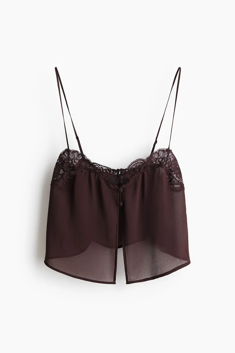 H&M Lace-trimmed strappy top